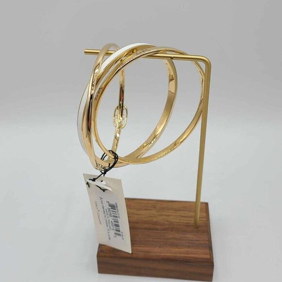 Coach Three Bangle Gold Tone White Enamel Set NWT!  NEW! - Picture 6 of 10
